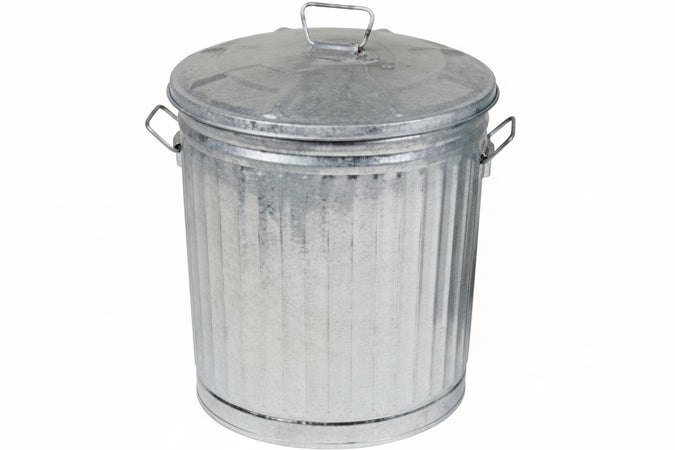 Bidone In Lamiera Zincata Con Coperchio Lt.35 Ø Cm.37X41H. Xtra