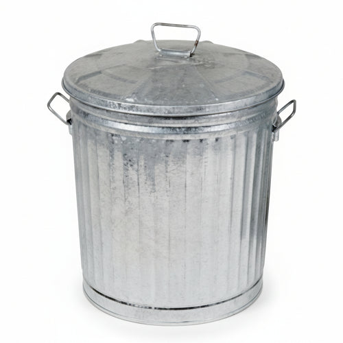 Bidone In Lamiera Zincata Con Coperchio Lt.79 Ø Cm.47X58H. Xtra