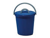 Pattumiera Con Coperchio Lt.15- - Ø Cm.32X32H., Colore Blu - 5 Pezzi Ics