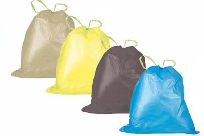 Sacco Pattumiera Raccolta Differenziata Con Maniglie Scorrevoli- - Cm.55X65 In Conf. Pz.15, Giallo, Gr.142,5 - 60 Pezzi