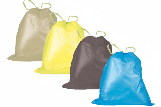 Sacco Pattumiera Raccolta Differenziata Con Maniglie Scorrevoli- - Cm.72X105 In Conf. Pz.10, Giallo, Gr.200 - 45 Pezzi