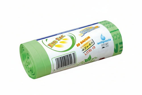 Sacco Pattumiera Biodegradabile E Compostabile- - Cm.42X45, Rotolo Pz.20 - 24 Rotolo