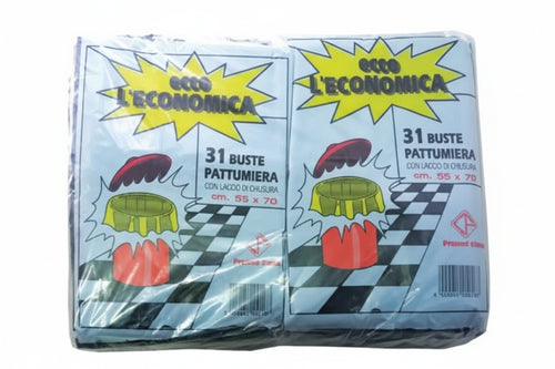 Sacco Pattumiera Ecco L'Economica Nero Pz.31- - Cm.55X70 Gr.400 - 20 Confezione Cp