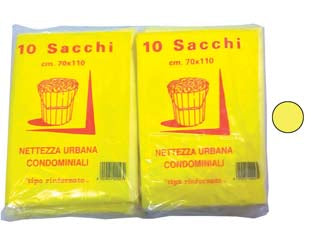 Sacco Condominiale Rinforzato Giallo Pz.10- - Cm.70X110 Gr.75 - 10 Confezione Cp