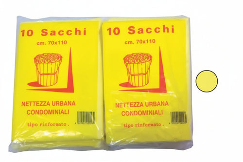 Sacco Condominiale Rinforzato Giallo Pz.10- - Cm.70X110 Gr.75 - 10 Confezione Cp
