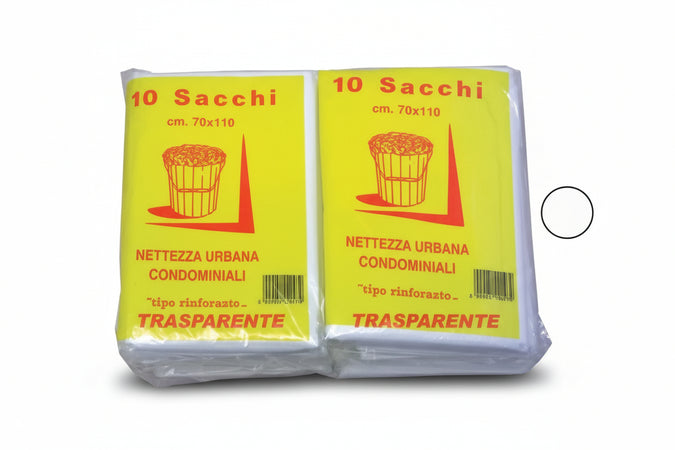 Sacco Condominiale Rinforzato Trasparente Pz.10- - Cm.70X110 Gr.75 - 10 Confezione Cp