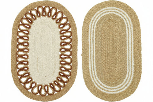 Zerbino Ovale Treccia In Paglia- - Cm.45X75 Spessore Mm.15 - 3 Pezzi Xtra