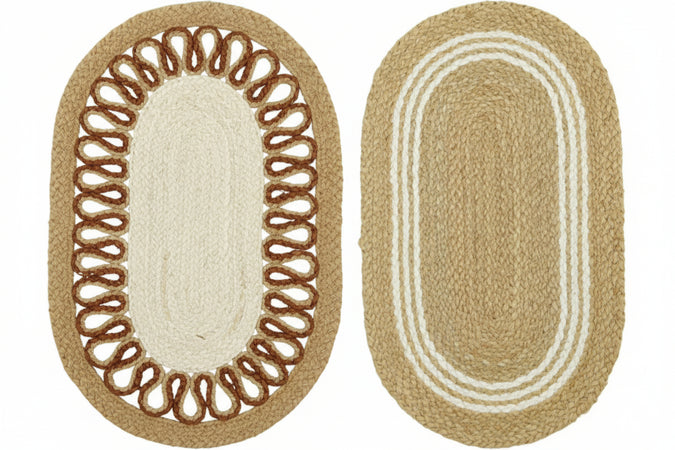 Zerbino Ovale Treccia In Paglia- - Cm.45X75 Spessore Mm.15 - 3 Pezzi Xtra