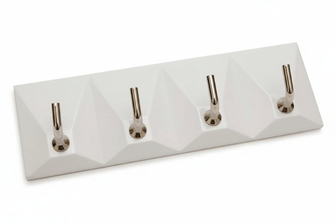 Ganci Adesivi In Plastica Bianchi 4 Posti- - Mm.120X40H. - 30 Pezzi