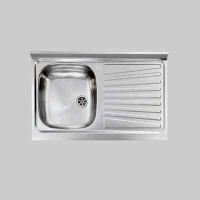 Lavello Inox Una Vasca Appoggio 80X50 Cm - Gocciolatoio Dx