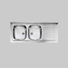 Lavello Inox Due Vasche Appoggio 120X50 Cm - Gocciolatoio Sx