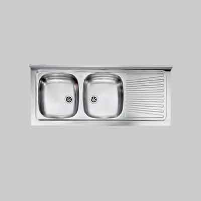 Lavello Inox Due Vasche Appoggio 120X50 Cm - Gocciolatoio Sx