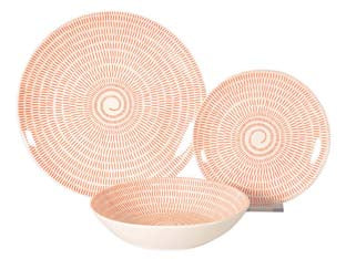 Servizio Di Piatti Spirale Mattone In Porcellana- - Servizio Contenente 18 Piatti - 1 Confezione Xtra