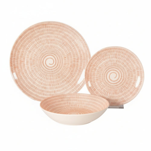 Servizio Di Piatti Spirale Mattone In Porcellana- - Servizio Contenente 18 Piatti - 1 Confezione Xtra