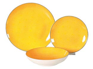 Servizio Di Piatti Esagono Giallo In Porcellana- - Servizio Contenente 18 Piatti - 1 Confezione Xtra