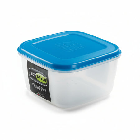 Contenitori Ermetici Quadrati Per Alimenti In Plastica- - Lt.3.00 - Cm.21X21X12H - 4 Pezzi Giostyle