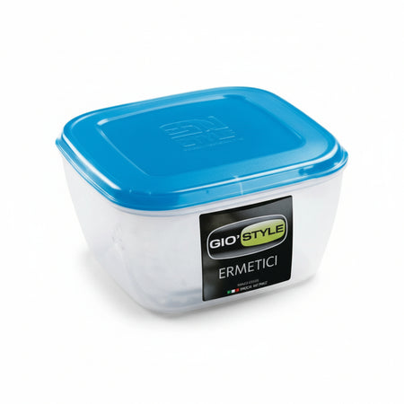 Contenitori Ermetici Quadrati Per Alimenti In Plastica- - Lt.4,00 - Cm.23X23X12H - 3 Pezzi Giostyle