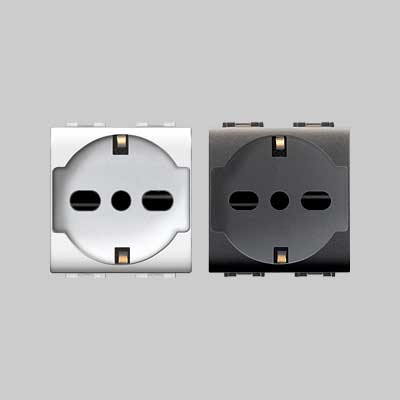 Presa Italiana/Tedesca 'Mylife' 10/16A 250V 2P+T - Bianco - Ec Elettrocanali