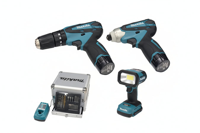 Kit Trapano Hp330D+Trapano Td090D 2 Batt.Litio 10,8V 1,3Ah (Dk1493X1) 2 Batterie Liion Da 1,3Ah Makita