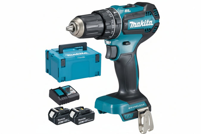 Trapano Avvitatore Percuss. 2 Vel. 2 Batt. Litio 18V 5Ah (Dhp485Rtj) 2 Batterie ?Liion? Da 5,0 Ah Makita