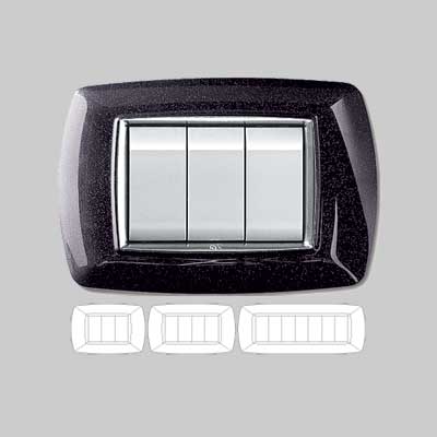 Placca Coprinterruttore Nera Glitter 'Mylife' 3 Moduli - Ec Elettrocanali