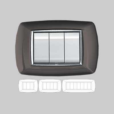 Placca Coprinterruttore In Alluminio Notte 'Mylife' 3 Moduli - Ec Elettrocanali