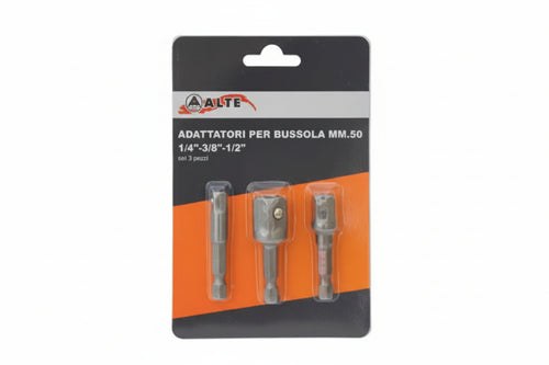 Inserti Adattatori Per Bussola Mm.50 1/4 - 3/8 - 1/2 Set Pezzi 3 - 5 Pezzi Excel