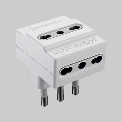 Adattatore Triplo 16A 2P+T - Presa 10/16A 2P+T - Colore Nero - Electraline