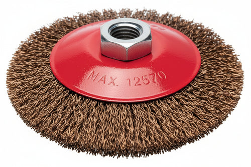 Spazzola Circolare Conica Fili Acciaio Per Smerigliatrice Extra- - Ø Mm.100 Foro Filettato 14 Ma - 2 Blister Excel