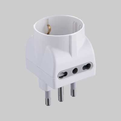 Adattatore Triplo Schuko/Bivalente 2P+T - Presa 10/16A 2P+T - Colore Nero - Electraline