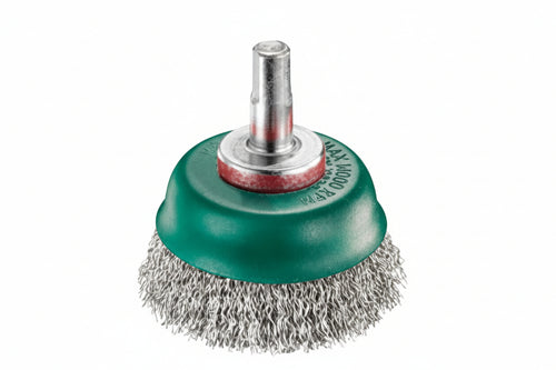Spazzola A Tazza Fili In Acciaio Inox Per Trapano- - Ø Mm.75 Codolo Mm.6 - 3 Pezzi Excel