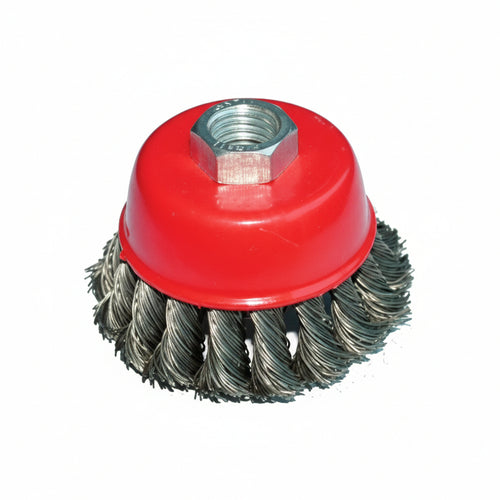 Spazzola A Tazza Fili Acciaio Ritorti Per Smerigliatrice Extra- - Ø Mm.80 Foro Filettato 14 Ma - 1 Blister Excel