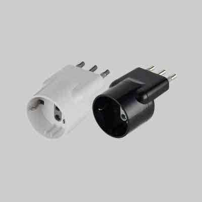 Adattatore Disassata Shuko 16A 2P+T - Presa 10A 2P+T - Col. Nero - Electraline