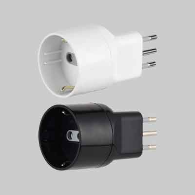 Adattatore Disassata Shuko 10A 2P+T - Presa 10A 2P+T - Col. Nero - Electraline