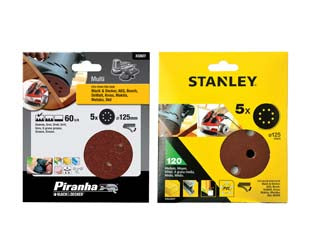 Set 5 Dischi Abrasivi Con Velcro Per Rotorbitali Ø Mm.125- - Grana 80 (Sta32032) - 1 Blister Stanley