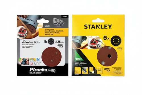 Set 5 Dischi Abrasivi Con Velcro Per Rotorbitali Ø Mm.125- - Grana 180 ( Sta32042-Xj) - 1 Blister Stanley
