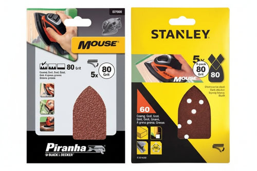 Set 5 Fogli Abrasivi Con Velcro Per Mouse- - Grana 60 (Sta31039) - 1 Blister Stanley