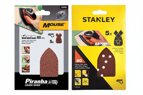Set 5 Fogli Abrasivi Con Velcro Per Mouse- - Grana 180 (Sta31014) - 1 Blister Stanley
