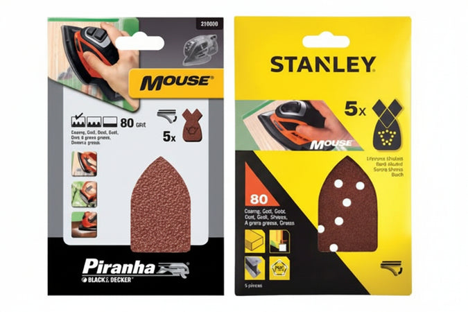 Set 5 Fogli Abrasivi Con Velcro Per Mouse- - Grana 180 (Sta31014) - 1 Blister Stanley