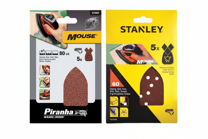 Set 5 Fogli Abrasivi Con Velcro Per Mouse- - Grane Ass. 80/180/240 (Sta31024) - 1 Blister Stanley