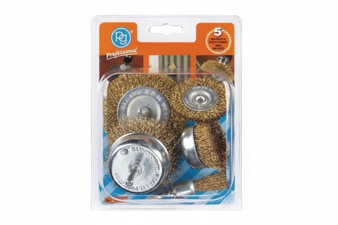 Kit Spazzole In Filo Di Acciaio Ottonato Per Trapano Pg 497.02 Pg