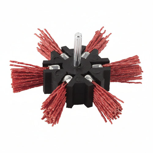 Spazzola A Ventaglio In Nylon Abrasivo Arancio- - Ø Mm.100 Codolo Mm.6 Grana 80 Pg 497.55 - 1 Blister Pg