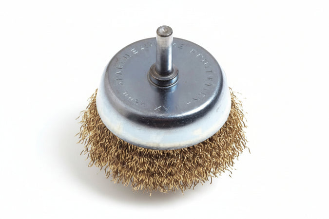 Spazzola A Tazza Fili Ottone Per Trapano- - Ø Mm.50 Codulo Mm.6 Pg 495.00 - 2 Blister Pg