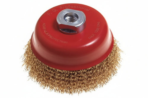 Spazzola A Tazza Fili Acciaio Per Smerigliatrice- - Ø Mm. 85 Foro Filettato14 Ma Pg 485.40 - 2 Blister Pg