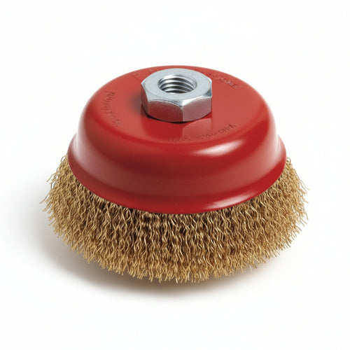 Spazzola A Tazza Fili Acciaio Per Smerigliatrice- - Ø Mm.100 Foro Filettato14 Ma Pg 485.50 - 1 Blister Pg