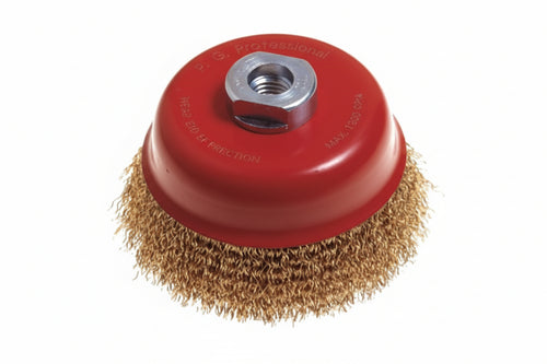Spazzola A Tazza Fili Acciaio Per Smerigliatrice- - Ø Mm.120 Foro Filettato14 Ma Pg 485.60 - 1 Blister Pg