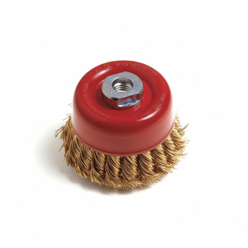 Spazzola A Tazza Fili Acciaio Ritorti Per Smerigliatrice- - Ø Mm.65 Foro Filettato 14 Ma Pg 485.70 - 1 Blister Pg