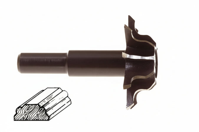 Fresa Per Profilo Mezzo Tondo Esterno- - 45 ° Ee ¸ Mm.35 Codolo Mm.8 Per Il Legno Pg 361.00 - 1 Blister Pg