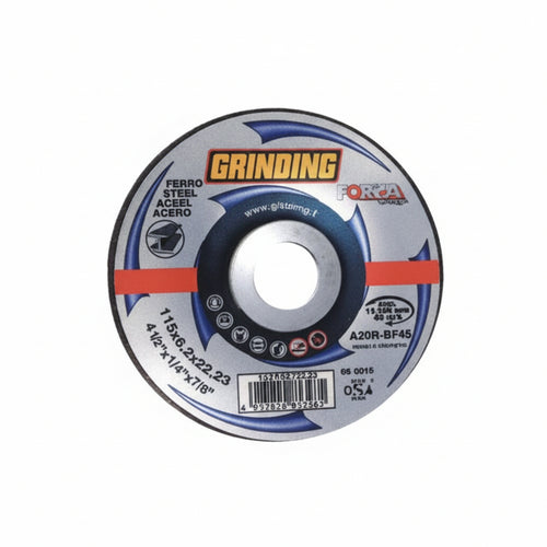 Dischi Da Taglio E Sgrosso Centro Depresso Per Ferro Forza Ø Mm.115- - Ø Mm.115X6 Foro 22,2 Da Sgrosso Per Ferro - 10 Pezzi Grinding