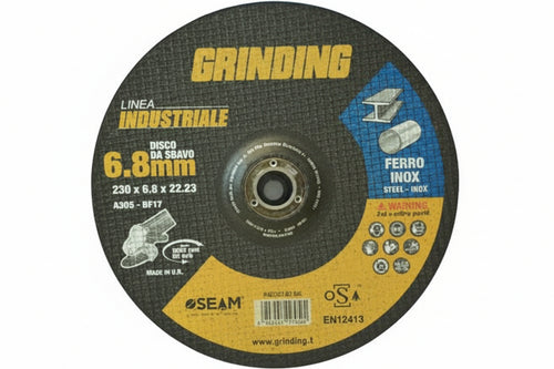 Dischi Da Sgrosso Per Ferro/Inox Ø Mm.230 Linea Industriale- - Ø Mm.230X6,8 Foro 22,2 Da Sgrosso Per Ferro/Inox - 10 Pezzi Grinding
